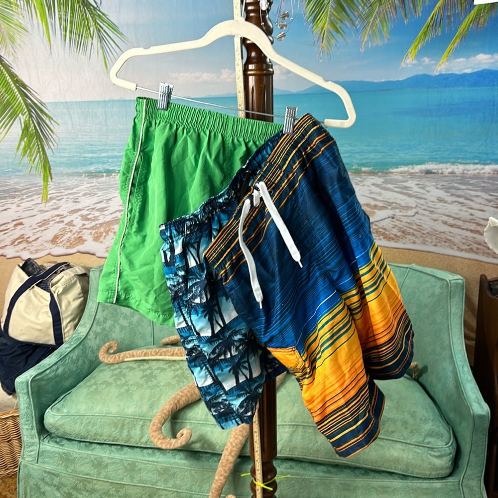 Bundle of 3 swim trunks for growing preteen boy- with mesh lining